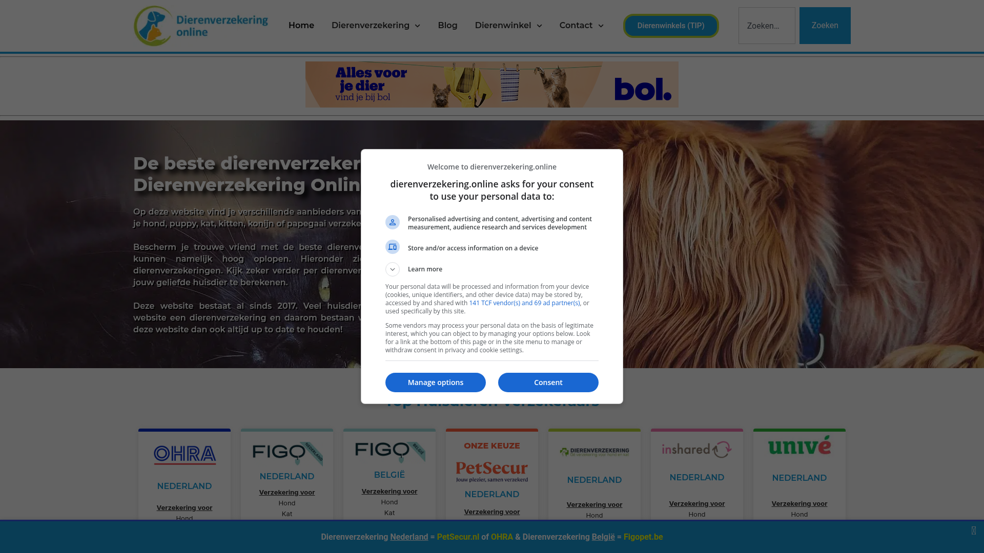 Dierenverzekering.online – Sterke affiliate website met hoge autoriteit (DA46 / PA41) - Doe een bod