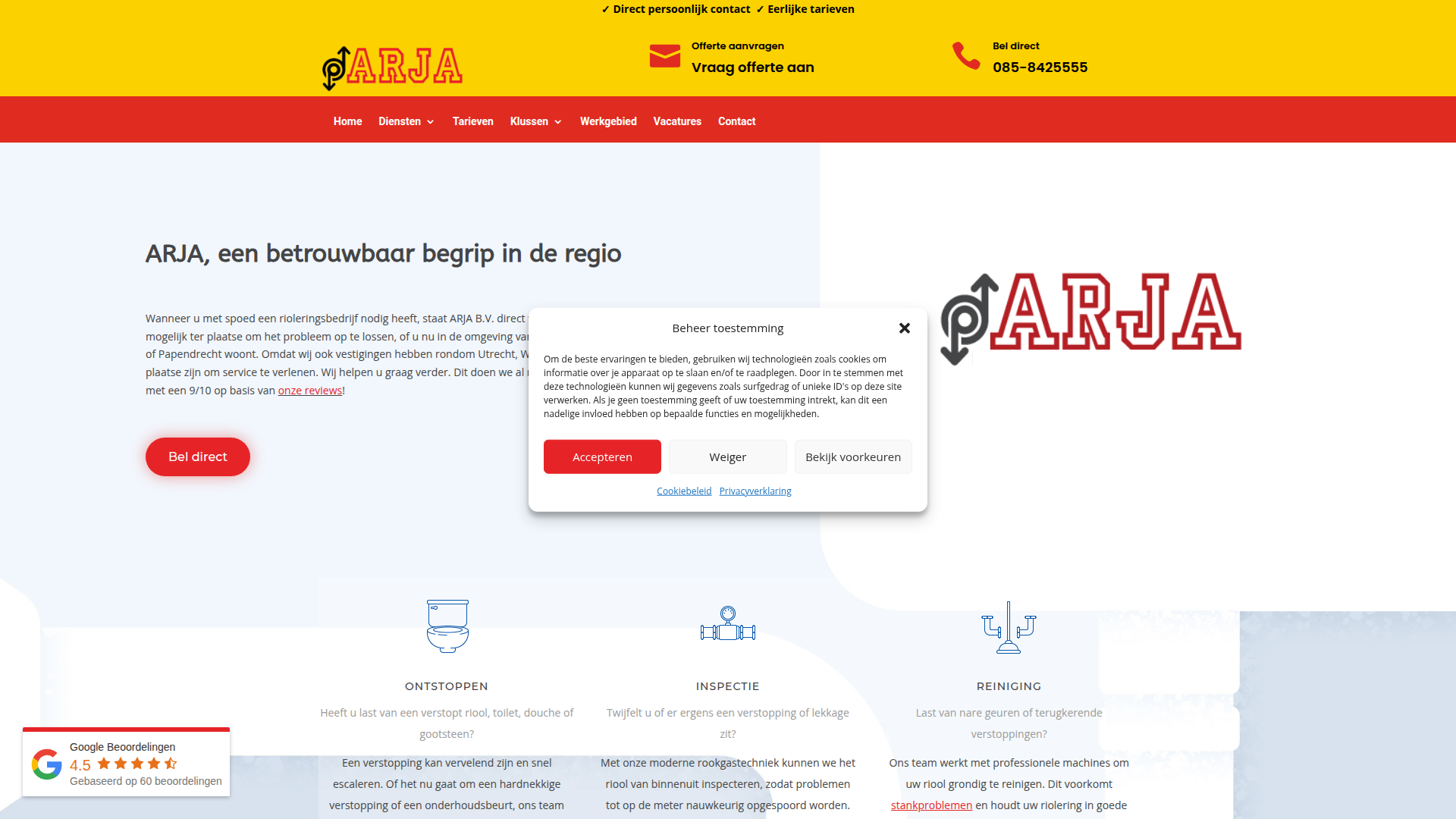 Te koop: goed lopende website in rioolwerkzaamheden