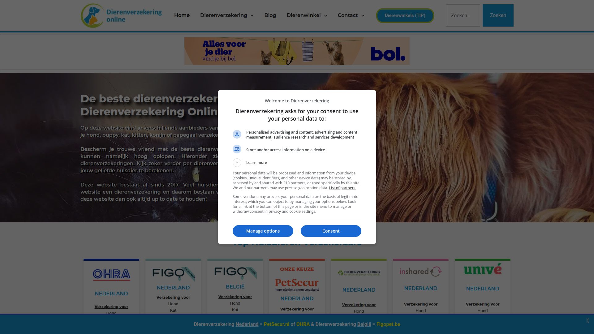 Dierenverzekering.online – Sterke affiliate website met hoge autoriteit (DA46 / PA41) - Doe een bod