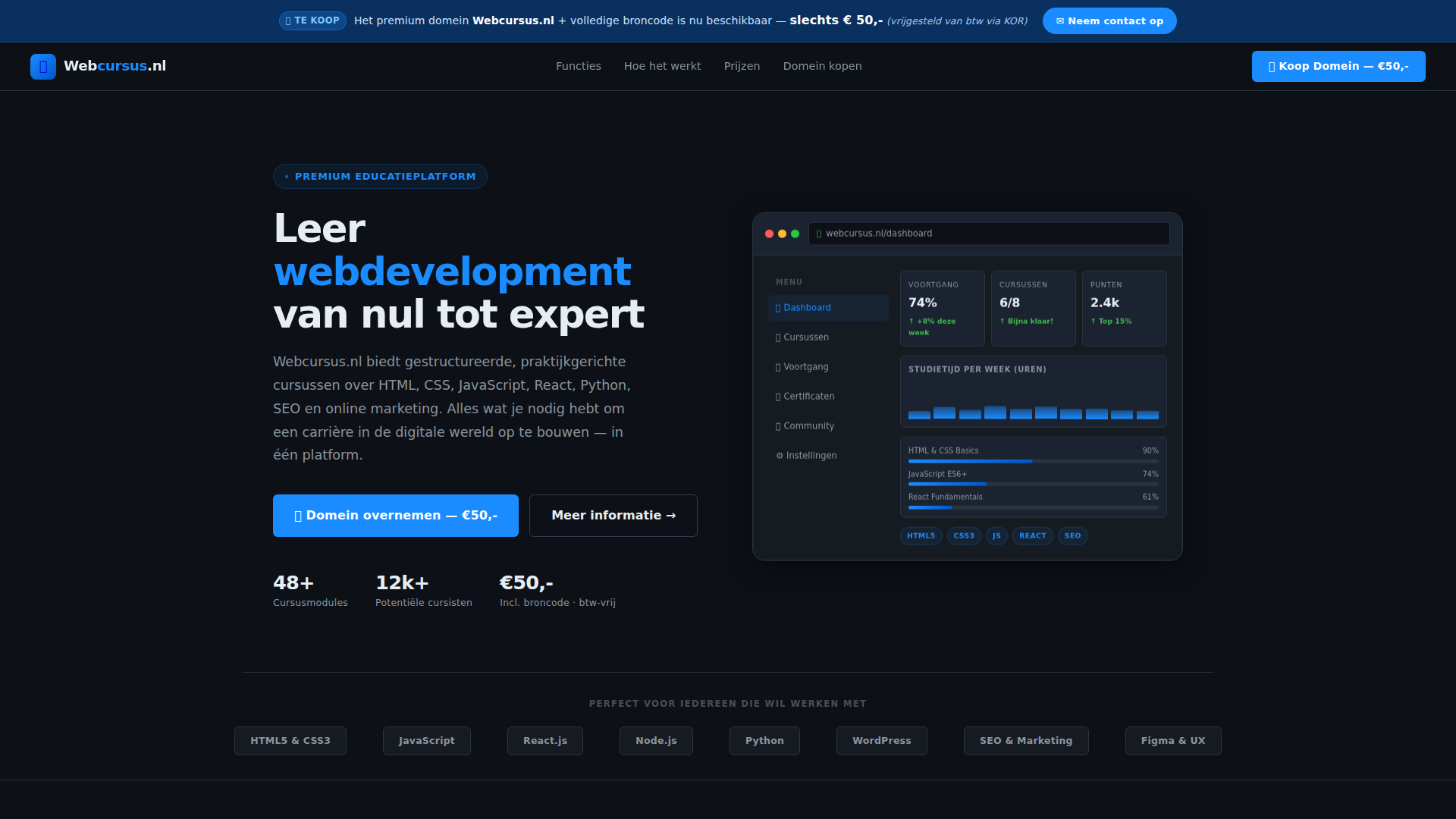 Webcursus.nl — Premium Webdevelopment Cursussen